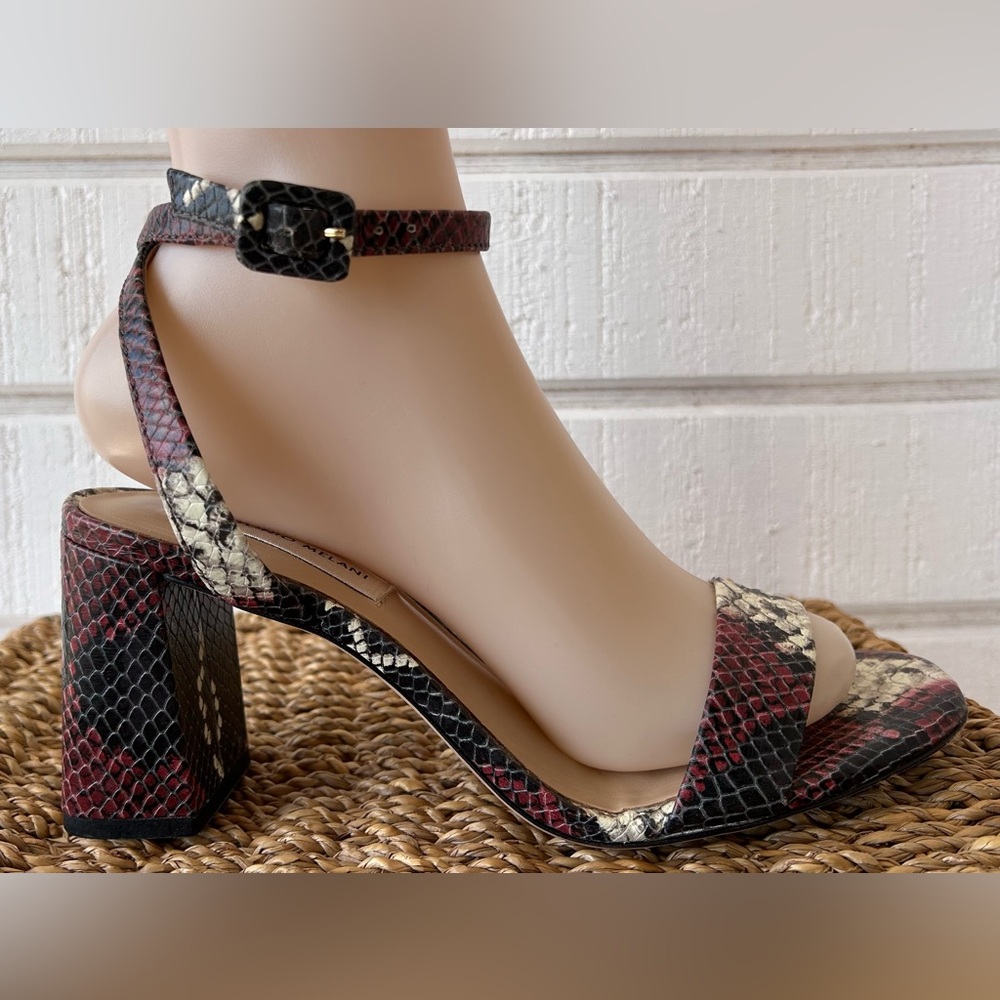 Antonio Melani Women’s Gwyn‎ Snake Print Leather Sandals Ankle Straps Size 7.5